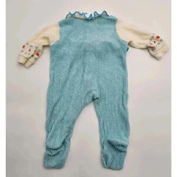 Vtg Baby Girl Blue Lot 0-2 yr One Piece Sleepers & Dress with Checkered Bonnet - Picture 5 of 16